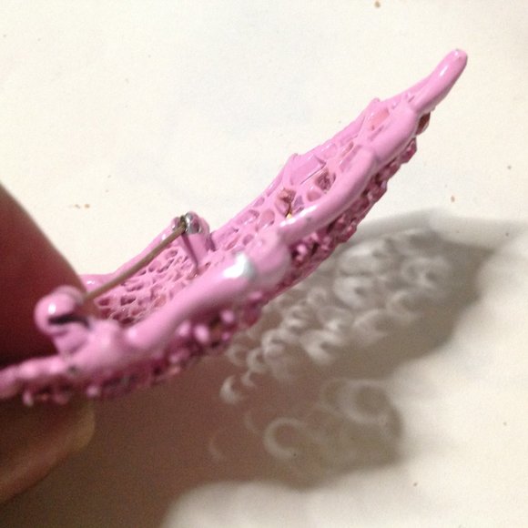 Vintage Weiss Pink Rhinestone Maple Leaf Brooch & Earrings - Picture 9 of 9